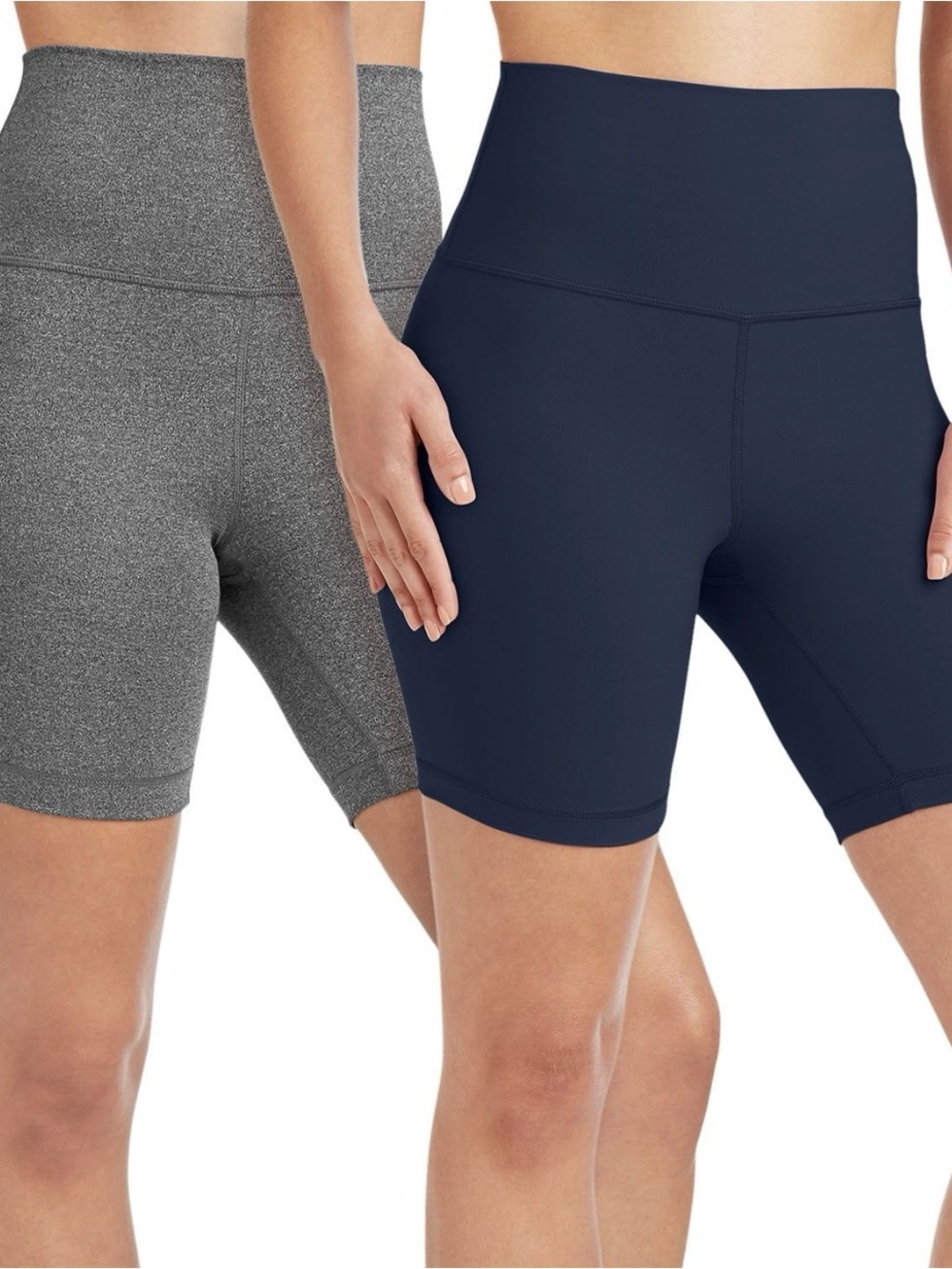2-pack Women's Gray and Navy Performance Bike Shorts - Stretch Comfort